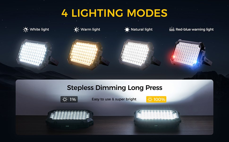 4 LICHTING MODES Solar work light