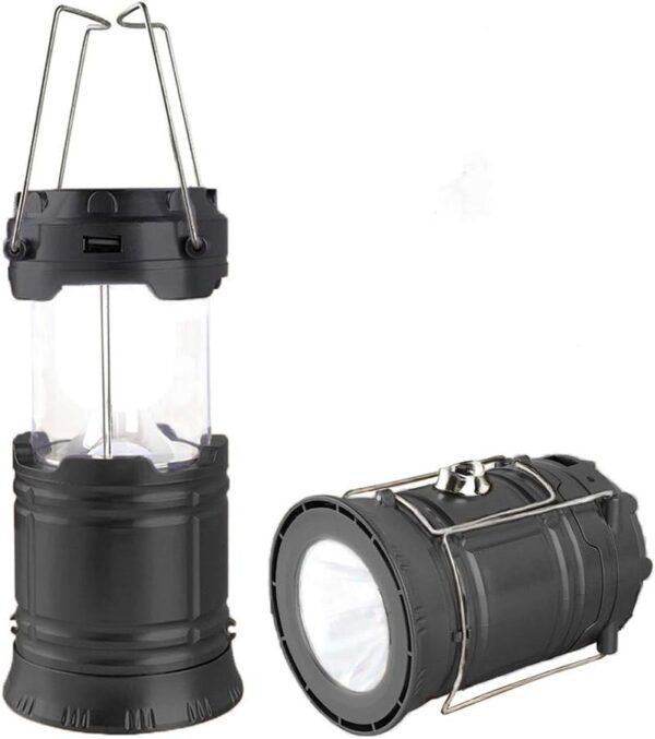 LED Camping Lantern, Solar and Rechargeable Lantern Flashlight Collapsible and Portable Light for Daily/Camp/Hiking/Night Fishing/Emergency/Hurricanes/Storm(1 Pack)