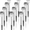 Solar Lights Outdoor Waterproof, 12 Pack, Stainless Steel LED Solar Garden Lights for Patio, Lawn, Yard and Landscape, Cold White