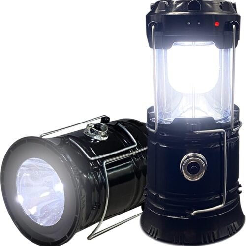 2-Pack Collapsible Camping Lantern Solar USB Rechargeable Portable Lightweight Waterproof LED Flashlight Survival Kits for Indoor Outdoor Home Emergency Light Power Outages Hiking Hurricane