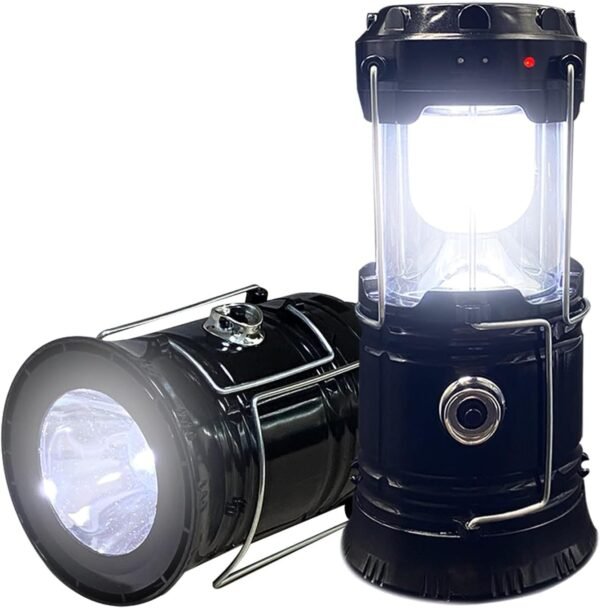 2-Pack Collapsible Camping Lantern Solar USB Rechargeable Portable Lightweight Waterproof LED Flashlight Survival Kits for Indoor Outdoor Home Emergency Light Power Outages Hiking Hurricane