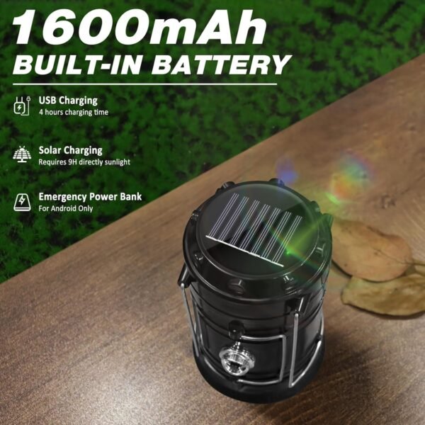 4-Pack Solar Camping Lantern, Collapsible LED Solar USB Rechargeable Lantern Flashlight Emergency Hanging Lights for Camping Hurricanes Power Outages Indoor Outdoor