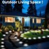 Solar Ground Lights Outdoor 12 Pack Waterproof Upgraded Flat Solar Garden Lights with 4 Side Light Stainless Steel Solar Powered Disc Light for Walkway Pathway Landscape Lawn Yard - Cool White