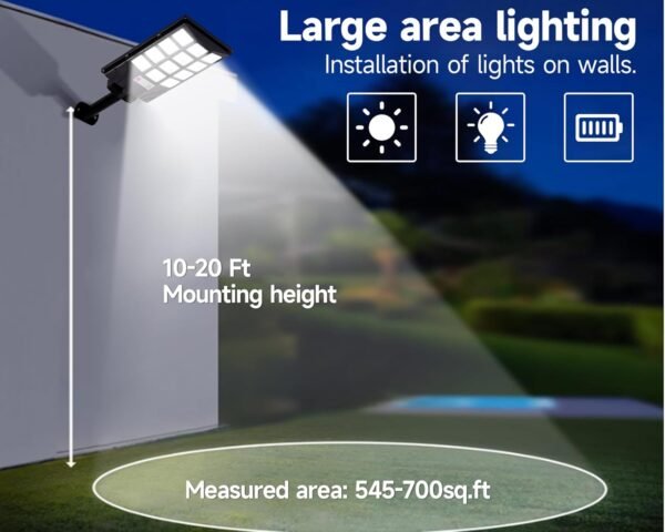 Solar Lights Outdoor for Outside, IP66 Waterproof Solar Street Lights Outdoor with Motion Sensor & Dusk to Dawn, 6500K Security Flood Light for Yard Garden with Remote Control - 4PACK