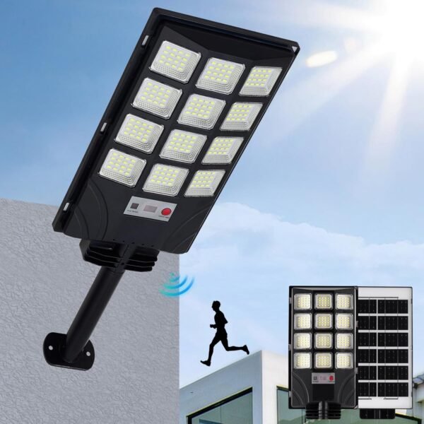 Solar Lights Outdoor for Outside, IP66 Waterproof Solar Street Lights Outdoor with Motion Sensor & Dusk to Dawn, 6500K Security Flood Light for Yard Garden with Remote Control - 4PACK