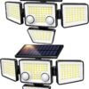Solar Outdoor Lights - 3000LM 188 LED Motion Sensor Outdoor Lights, 4 Heads Security Light,IP65 Waterproof, Easy Install,270°Wide Angle Flood Wall Light with 3 Modes for Backyard Yard (2 Pack)