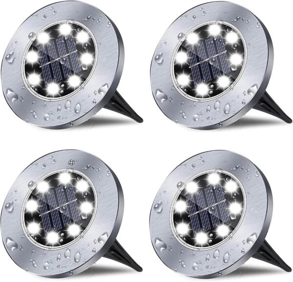 Solar Ground Lights, Waterproof Solar Garden Lights, Upgraded Outdoor Garden Waterproof Bright in-Ground Light, Landscape Lighting for Pathway,Yard,Deck,Lawn,Patio,Walkway (12 Pack Warm Light)