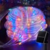 Solar Rope Lights, 39FT 100LED Outdoor Solar String Lights, IP65 Waterproof Solar Powered Fairy Lights with 8 Lighting Modes for Party Garden Yard Home Holiday Tree Decoration, Warm White