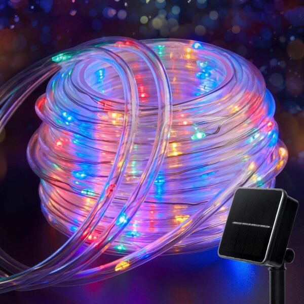Solar Rope Lights, 39FT 100LED Outdoor Solar String Lights, IP65 Waterproof Solar Powered Fairy Lights with 8 Lighting Modes for Party Garden Yard Home Holiday Tree Decoration, Warm White