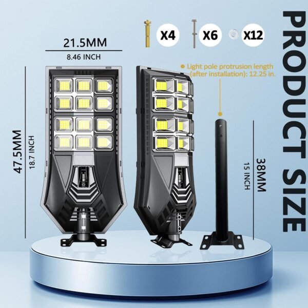 3 CCT in One Solar Street Light, 240000 LM LED, Radar/Motion Sensor, Waterproof - for Driveway, Garden, Backyard