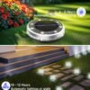 Solar Ground Lights Outdoor 12 Pack Waterproof Upgraded Flat Solar Garden Lights with 4 Side Light Stainless Steel Solar Powered Disc Light for Walkway Pathway Landscape Lawn Yard - Cool White