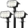 Solar Spot Lights Outdoor Waterproof 4 Pack IP65, 63 LED 3 Lighting Modes Spotlights for Yard Garden House Garage Pathway