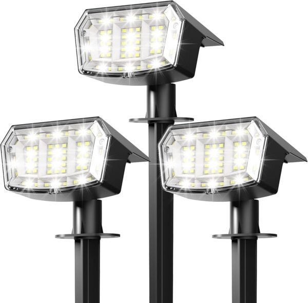 Solar Spot Lights Outdoor Waterproof 4 Pack IP65, 63 LED 3 Lighting Modes Spotlights for Yard Garden House Garage Pathway