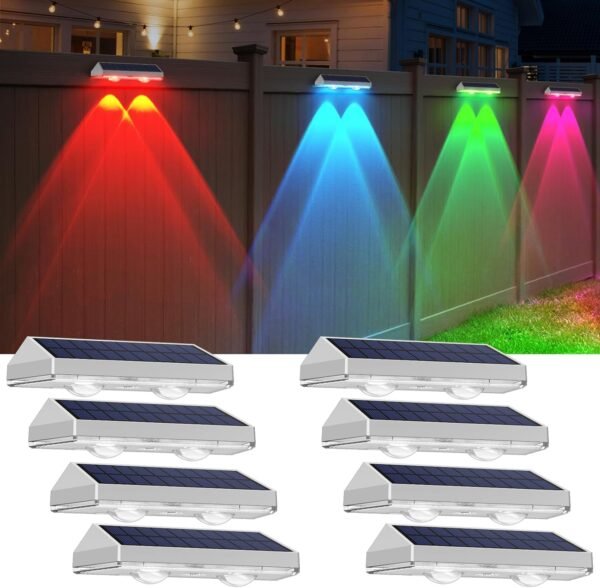 Solar Fence Lights Outdoor - 2700/4000/6000K 3 Mode, Waterproof LED, Fence Light Solar Powered for Outside, Backyard/Railing/Step/Patio/Wall and Home Improvement(8 Pack)