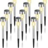 Solar Lights Outdoor Waterproof, 12 Pack, Stainless Steel LED Solar Garden Lights for Patio, Lawn, Yard and Landscape, Cold White