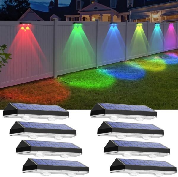 Solar Fence Lights Outdoor - 2700/4000/6000K 3 Mode, Waterproof LED, Fence Light Solar Powered for Outside, Backyard/Railing/Step/Patio/Wall and Home Improvement(8 Pack)