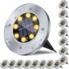 Solar Ground Lights, Waterproof Solar Garden Lights, Upgraded Outdoor Garden Waterproof Bright in-Ground Light, Landscape Lighting for Pathway,Yard,Deck,Lawn,Patio,Walkway (12 Pack Warm Light)