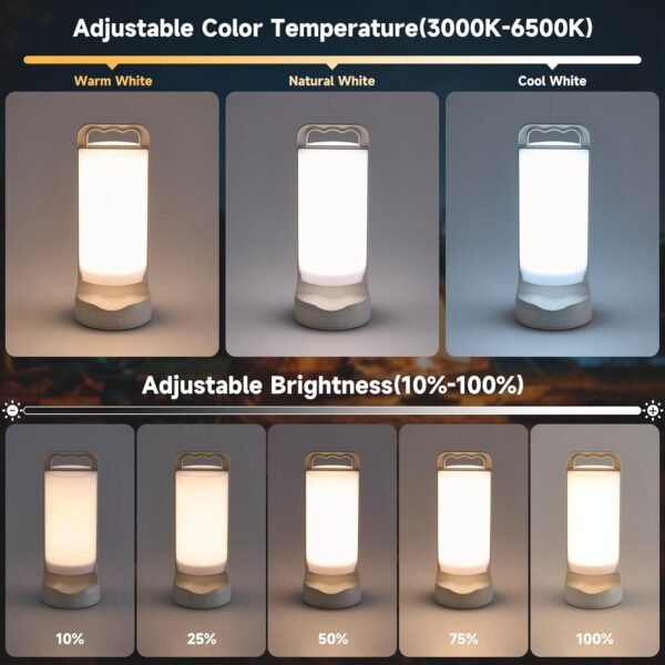 Camping Lantern LED Solar Lights, Rechargeable Waterproof Outdoor Camping Essentials, Dimmable Lanterns for Power Outages, Camp Gear, Emergency, Indoor