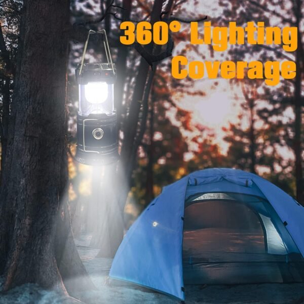 2-Pack Collapsible Camping Lantern Solar USB Rechargeable Portable Lightweight Waterproof LED Flashlight Survival Kits for Indoor Outdoor Home Emergency Light Power Outages Hiking Hurricane