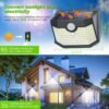 120 LED Outdoor Solar Lights with Motion Sensor and 3 Lighting Modes, IP65 Waterproof Wide Solar Wall Lights Ideal for Garden Patio Yard (Front Button 6Packs, Daylight White)