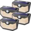 120 LED Outdoor Solar Lights with Motion Sensor and 3 Lighting Modes, IP65 Waterproof Wide Solar Wall Lights Ideal for Garden Patio Yard (Front Button 6Packs, Daylight White)
