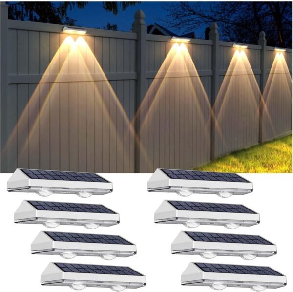 Solar Fence Lights Outdoor - 2700/4000/6000K 3 Mode, Waterproof LED, Fence Light Solar Powered for Outside, Backyard/Railing/Step/Patio/Wall and Home Improvement(8 Pack)
