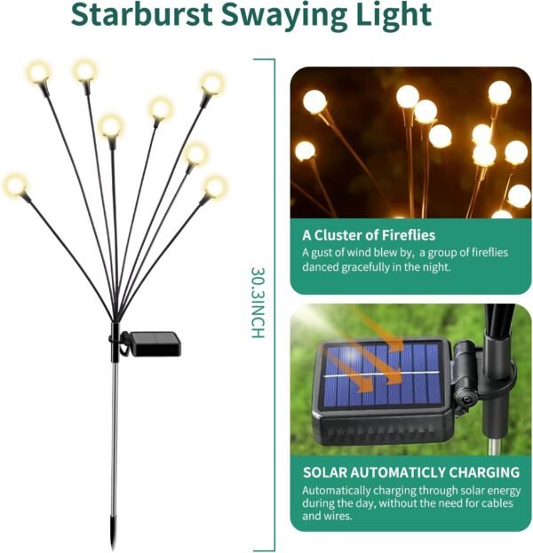 Solar Lights Outdoor Waterproof 4 Pack of 32 LEDs Garden Patio Firefly Decoration Unique Gifts Women Grandparents