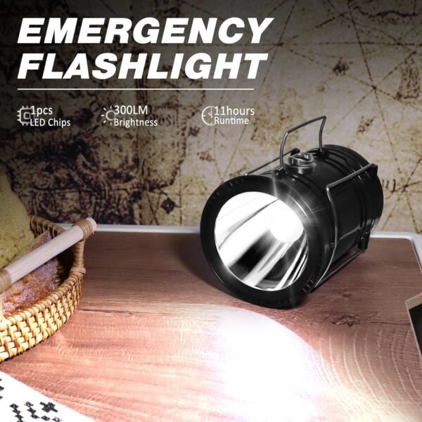 4-Pack Solar Camping Lantern, Collapsible LED Solar USB Rechargeable Lantern Flashlight Emergency Hanging Lights for Camping Hurricanes Power Outages Indoor Outdoor