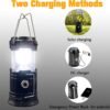 2-Pack Collapsible Camping Lantern Solar USB Rechargeable Portable Lightweight Waterproof LED Flashlight Survival Kits for Indoor Outdoor Home Emergency Light Power Outages Hiking Hurricane