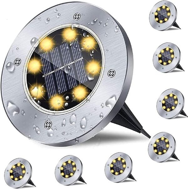 Solar Ground Lights, Waterproof Solar Garden Lights, Upgraded Outdoor Garden Waterproof Bright in-Ground Light, Landscape Lighting for Pathway,Yard,Deck,Lawn,Patio,Walkway (12 Pack Warm Light)