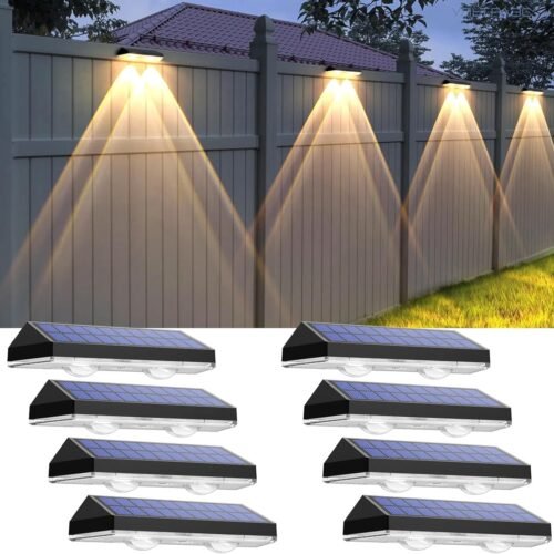 Solar Fence Lights Outdoor - 2700/4000/6000K 3 Mode, Waterproof LED, Fence Light Solar Powered for Outside, Backyard/Railing/Step/Patio/Wall and Home Improvement(8 Pack)