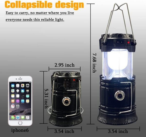 2-Pack Collapsible Camping Lantern Solar USB Rechargeable Portable Lightweight Waterproof LED Flashlight Survival Kits for Indoor Outdoor Home Emergency Light Power Outages Hiking Hurricane