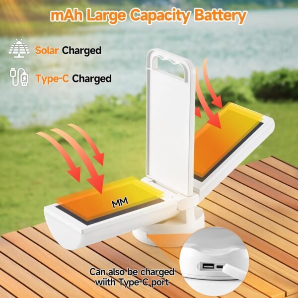 Camping Lantern LED Solar Lights, Rechargeable Waterproof Outdoor Camping Essentials, Dimmable Lanterns for Power Outages, Camp Gear, Emergency, Indoor