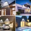 Solar Lights Outdoor for Outside, IP66 Waterproof Solar Street Lights Outdoor with Motion Sensor & Dusk to Dawn, 6500K Security Flood Light for Yard Garden with Remote Control - 4PACK