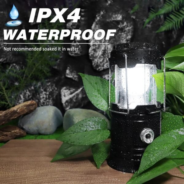 4-Pack Solar Camping Lantern, Collapsible LED Solar USB Rechargeable Lantern Flashlight Emergency Hanging Lights for Camping Hurricanes Power Outages Indoor Outdoor