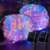 Solar Rope Lights, 39FT 100LED Outdoor Solar String Lights, IP65 Waterproof Solar Powered Fairy Lights with 8 Lighting Modes for Party Garden Yard Home Holiday Tree Decoration, Warm White
