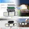 2500LM Solar Lights Outdoor with Motion Sensor,3 Head 270° Wide Angle Street Area Lights, IP65 Waterproof Security Lighting with 3 Modes(Non-Remote,2 Pcs)