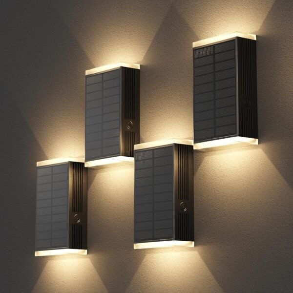 Solar Wall Light Outdoor,3000/4000/6000K 3 Modes Dusk to Dawn Lighting Wall Sconce IP67 Waterproof Up and Down Solar Lights Outdoor for House, Garage, Porch,Doorway (2 Pack)