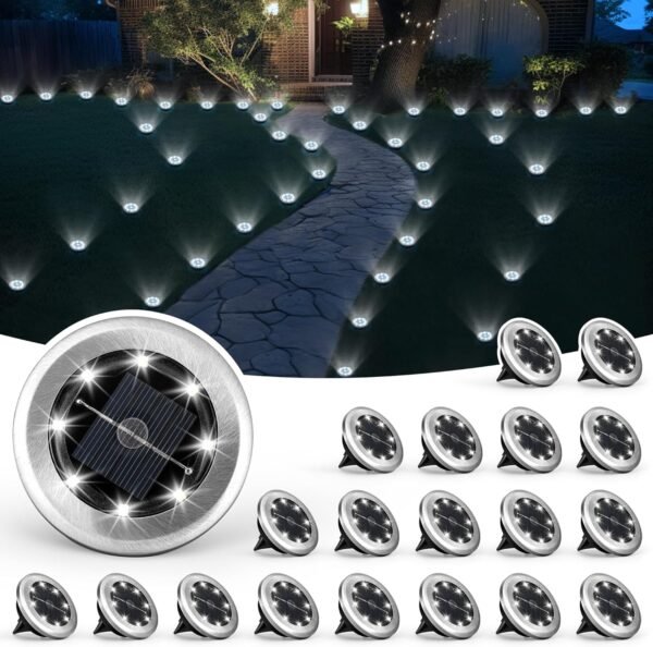 Mini Solar Ground Lights, 10 Pack Solar Lights Outdoor Waterproof, Pathway Lights Solar Powered, Solar Garden Light, Landscape Lighting for Yard Driveway Walkway (Cool White)