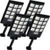 Solar Lights Outdoor for Outside, IP66 Waterproof Solar Street Lights Outdoor with Motion Sensor & Dusk to Dawn, 6500K Security Flood Light for Yard Garden with Remote Control - 4PACK