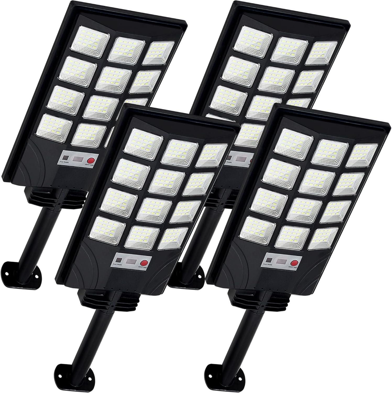 Solar Lights Outdoor for Outside, IP66 Waterproof Solar Street Lights Outdoor with Motion Sensor & Dusk to Dawn, 6500K Security Flood Light for Yard Garden with Remote Control - 4PACK