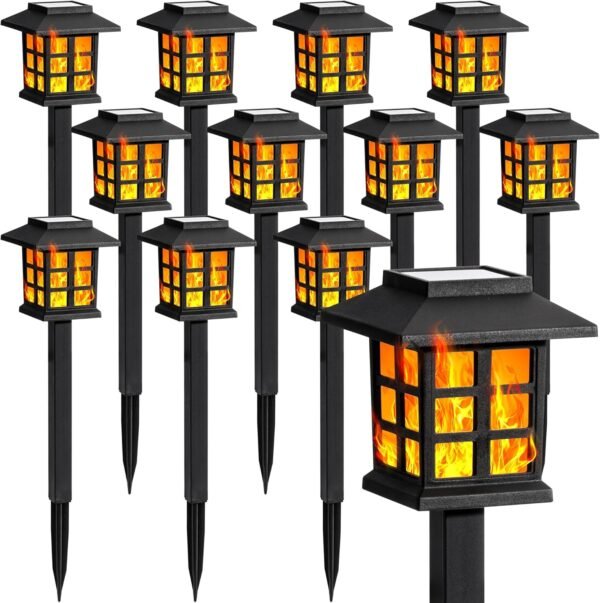 Solar Outdoor Lights,12 Pack LED Solar Lights Outdoor Waterproof, Solar Walkway Lights Maintain 10 Hours of Lighting for Your Garden, Landscape, Path, Yard, Patio, Driveway