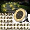 Mini Solar Ground Lights 16 Pack Outdoor IP65 Waterproof Solar Flat Garden Light Solor Powered Disc Pathway Lights for Outside Walkway Yard Landscape Patio Lawn Driveway-Cool White
