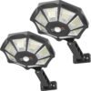 Solar Lights Outdoor, 168LED 6500K Flood Light Dusk to Dawn, 8 Sides Solar Outdoor Lights with Motion Sensor, IP66 Waterproof Solar Street Lights Outdoor for Yard, Pools(2 Pack)