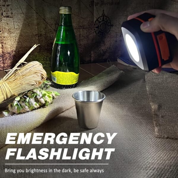 2-Pack Folding Solar Camping Lantern Flashlights, Mini Collapsible USB Rechargeable Waterproof Hanging Light Power Bank for Camping Hurricanes Emergency Power Outages Indoor Outdoor