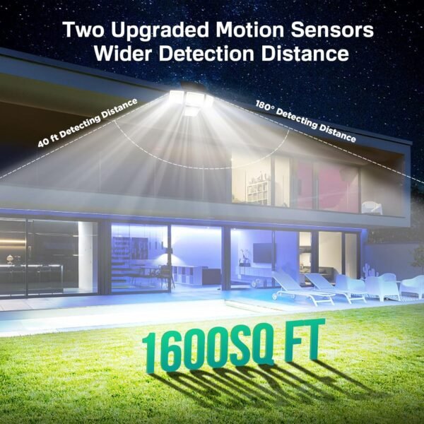 Solar Outdoor Lights - 3000LM 188 LED Motion Sensor Outdoor Lights, 4 Heads Security Light,IP65 Waterproof, Easy Install,270°Wide Angle Flood Wall Light with 3 Modes for Backyard Yard (2 Pack)
