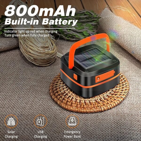 2-Pack Folding Solar Camping Lantern Flashlights, Mini Collapsible USB Rechargeable Waterproof Hanging Light Power Bank for Camping Hurricanes Emergency Power Outages Indoor Outdoor