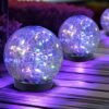 Solar Globe Lights Outdoor Waterproof-Solar Balls Garden-Cracked Glass Ball Solar Lights Outdoor-Solar Orbs Outside-Outdoor Decorations Patio & Yard Lawn Backyard Decor