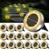 Mini Solar Ground Lights 16 Pack Outdoor IP65 Waterproof Solar Flat Garden Light Solor Powered Disc Pathway Lights for Outside Walkway Yard Landscape Patio Lawn Driveway-Cool White
