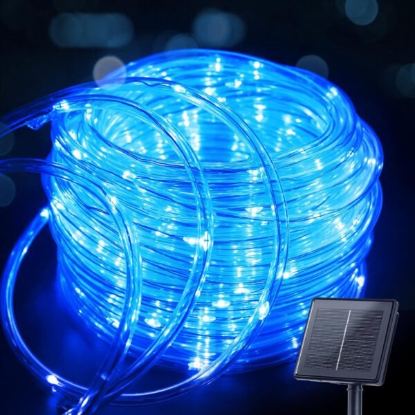 Solar Rope Lights, 39FT 100LED Outdoor Solar String Lights, IP65 Waterproof Solar Powered Fairy Lights with 8 Lighting Modes for Party Garden Yard Home Holiday Tree Decoration, Warm White